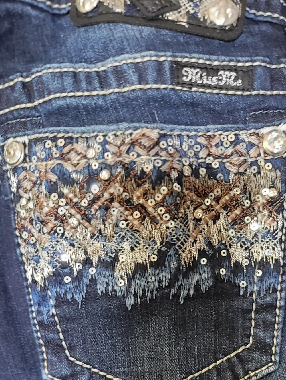 Miss Me Dark Blue Skinny Jeans with Subtle Fading - Picture 7 of 12